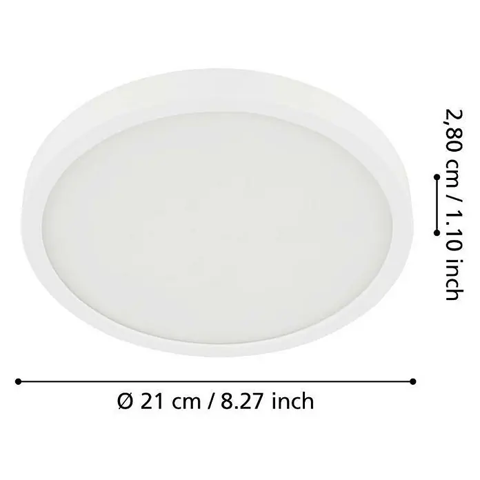 Eglo Fueva 5 LED-Deckenleuchte Fueva 5 - Weiß, Durchmesser: 210 mm - Ein weißes LED-Panel, rund, zur Deckenmontage, mit den Maßen 21 cm Durchmesser und 2,8 cm Höhe.