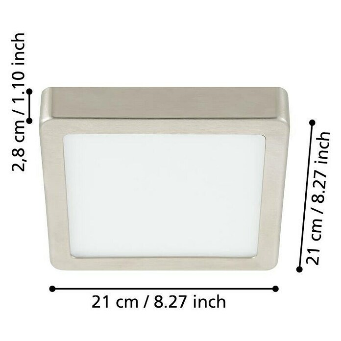 Eglo Fueva 5 Plafón LED Fueva 5 (16,5 W, 21 x 21 x 2,8 cm, Níquel mate, Blanco neutro) | BAUHAUS