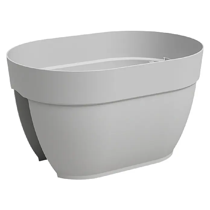 Artevasi Capri Campana Balkonkasten - L x B x H: 39 x 25,6 x 22,5 cm, Kunststoff, Grau, Matt - Grauer Pflanzkasten mit ovaler Öffnung, ideal für den Innen- und Außenbereich. Das schlichte Design ergänzt jede Umgebung und bietet Pflanzen ein Zuhause.
