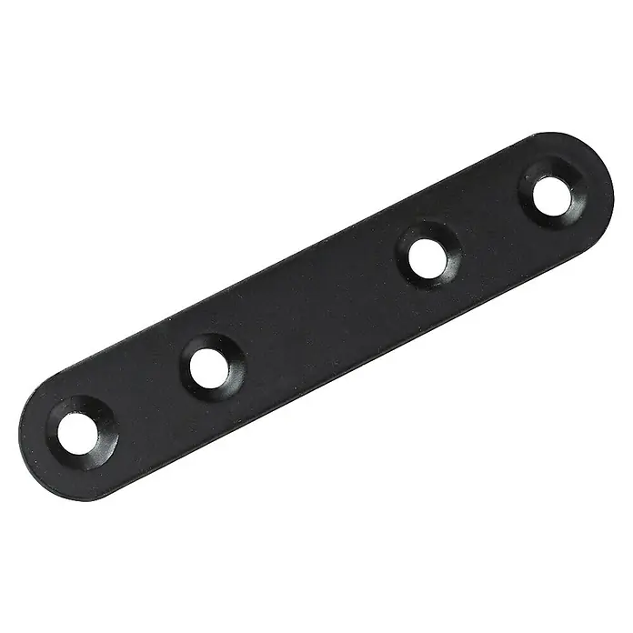 Hettich Verbindungsblech - L x B x S: 80 x 15 x 2 mm, Schwarz - Schwarzer, flacher Verbindungsbeschlag aus Metall mit vier Löchern. Ideal zum Verbinden von Holzteilen.