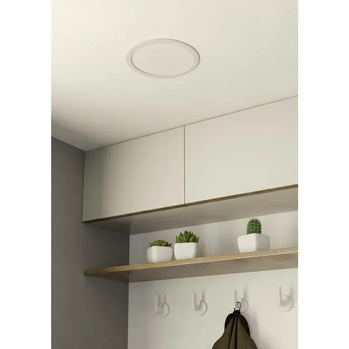 Eglo Fueva 5 LED-Einbauspot - 16,5 W, Warmweiß, Weiß, Ø x H: 21,6 x 2,6 cm - Deckenleuchte: Eine moderne, runde Deckenleuchte mit schlichtem Design, perfekt für eine stilvolle Beleuchtung im Innenbereich.
