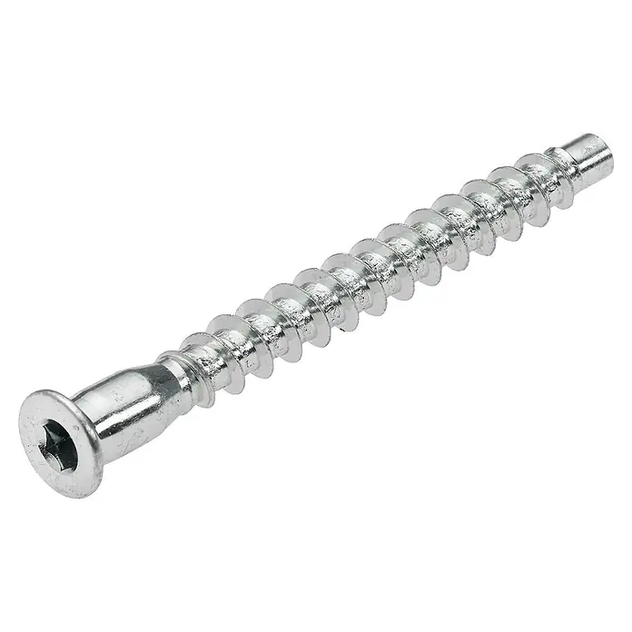 Hettich Verbindungsschraube - Ø x L: 4 x 50 mm - Nahaufnahme einer glänzenden Senkkopfschraube mit Innensechsrund Antrieb, ideal für Holzverbindungen und Möbelbau.