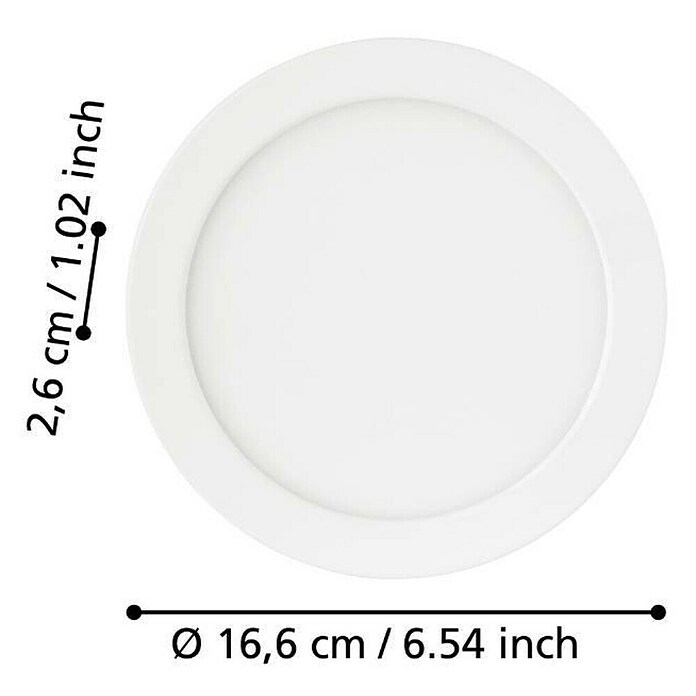 Eglo Fueva 5 LED-Einbauspot (10,5 W, Warmweiß, Weiß, Ø x H: 16,6 x 2,6 cm) | BAUHAUS