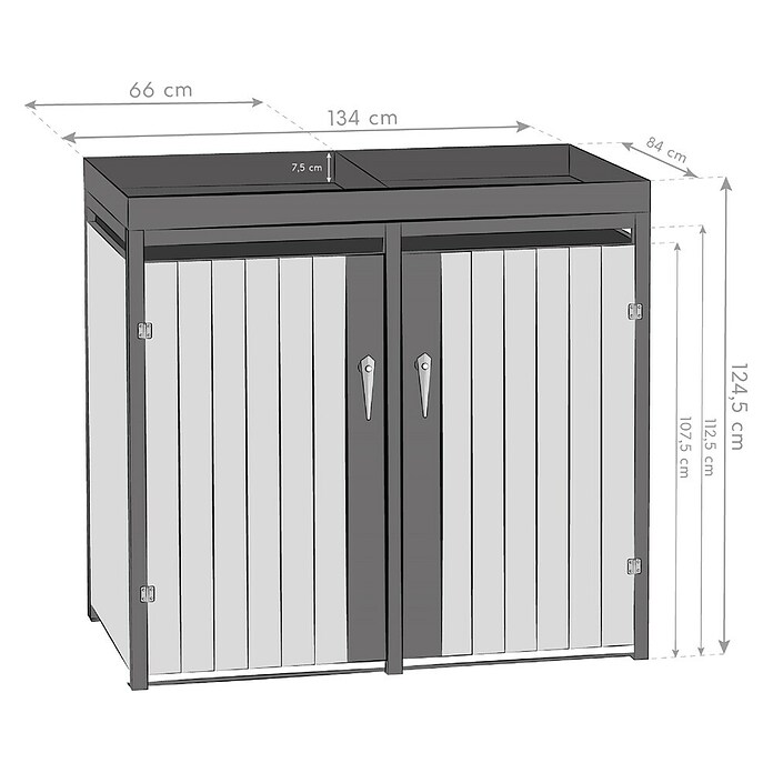 Westmann Mülltonnenbox Planta (134 x 84 cm, Stahl, Anthrazit/Braun, Geeignet für Anzahl Mülltonnen: 2 Stk.) | BAUHAUS