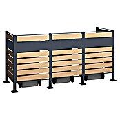 Westmann Mülltonnenbox Verkleidung Planum (90 x 250 x 120 cm, Anthrazit/Holzoptik) | BAUHAUS