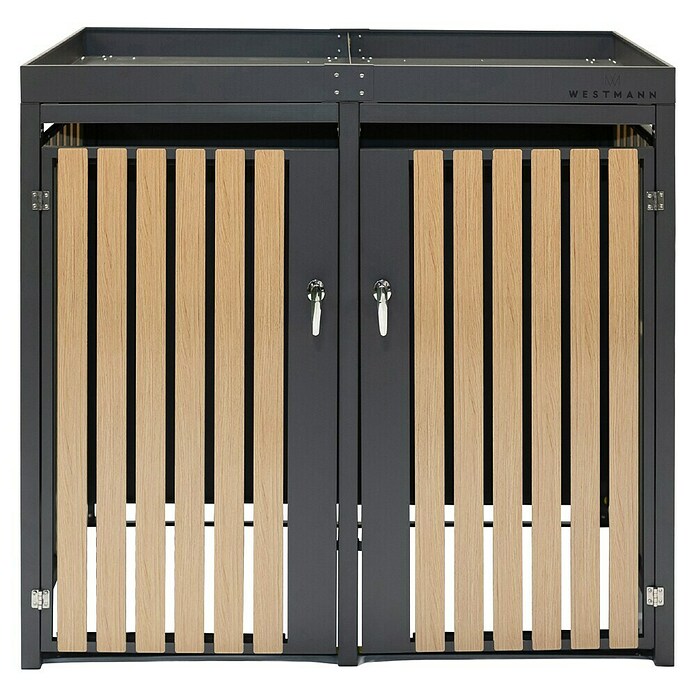 Westmann Mülltonnenbox Planta (134 x 84 cm, Stahl, Anthrazit/Braun, Geeignet für Anzahl Mülltonnen: 2 Stk.) | BAUHAUS