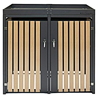 Westmann Mülltonnenbox Planta (134 x 84 cm, Stahl, Anthrazit/Braun, Geeignet für Anzahl Mülltonnen: 2 Stk.)