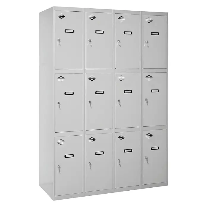 Simonrack Simonlocker Taquilla locker Doors - L x An x Al: 50 x 120 x 180 cm, Gris/Gris, Número de puertas: 12 ud. - Taquilla metálica con doce compartimentos y llaves para guardar objetos de forma segura en escuelas, oficinas o vestuarios.
