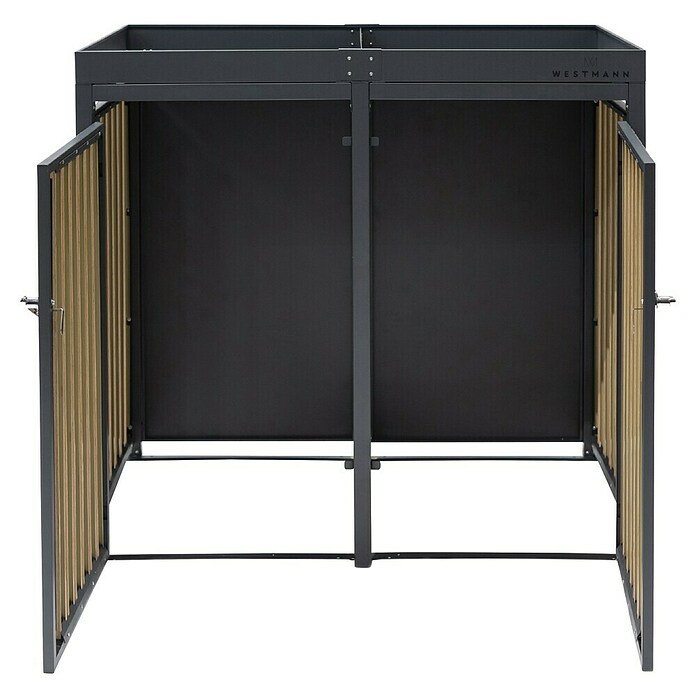 Westmann Mülltonnenbox Planta (134 x 84 cm, Stahl, Anthrazit/Braun, Geeignet für Anzahl Mülltonnen: 2 Stk.) | BAUHAUS