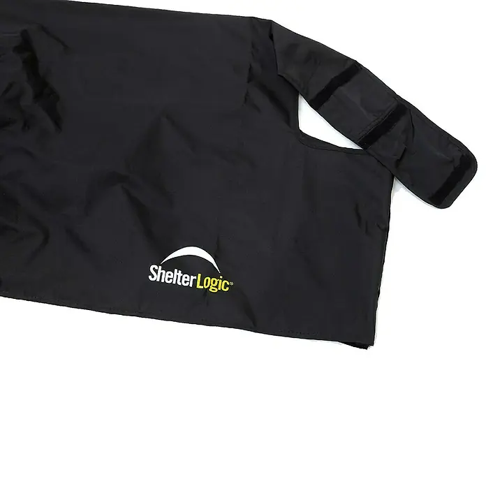 ShelterLogic Kaminholzregal - 126 x 25 x 118 cm, Stahl, Schwarz - Schwarze ShelterLogic Abdeckung mit einem Ärmel und Klettverschluss.