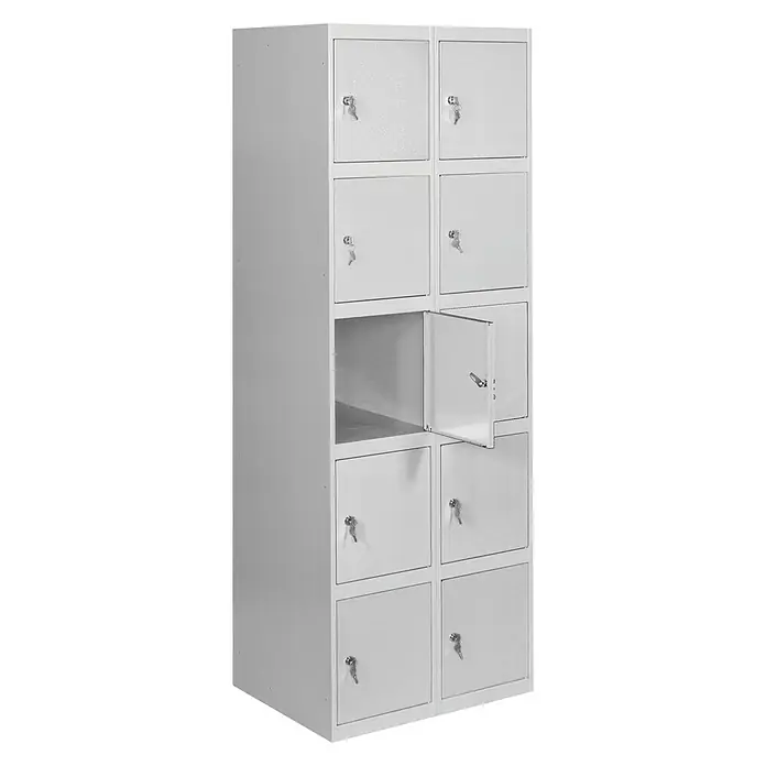 Simonrack Simonlocker Taquilla locker Prof. Doors - L x An x Al: 50 x 80 x 180 cm, Gris/Gris, Número de puertas: 10 ud. - Taquilla metálica con diez compartimentos, perfecta para guardar de forma segura objetos personales en escuelas u oficinas.