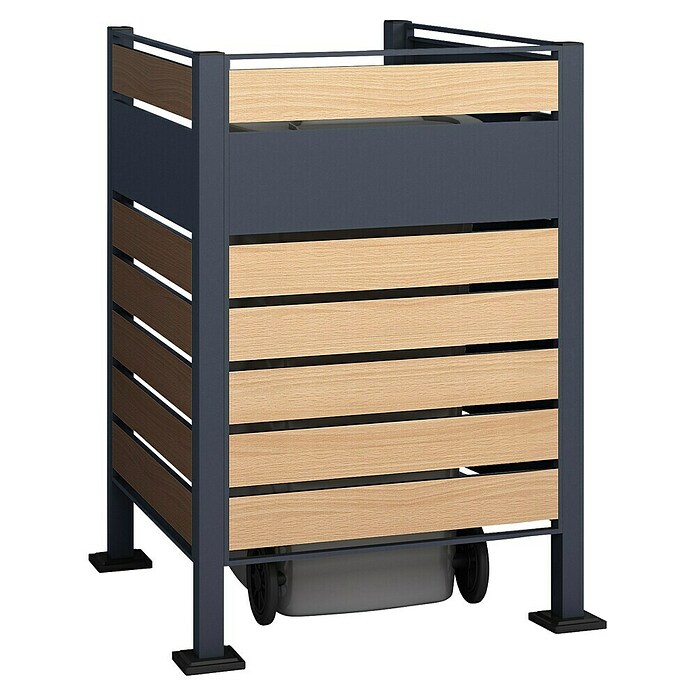 Westmann Mülltonnenbox Verkleidung Planum (90 x 90 x 120 cm, Anthrazit/Holzoptik) | BAUHAUS
