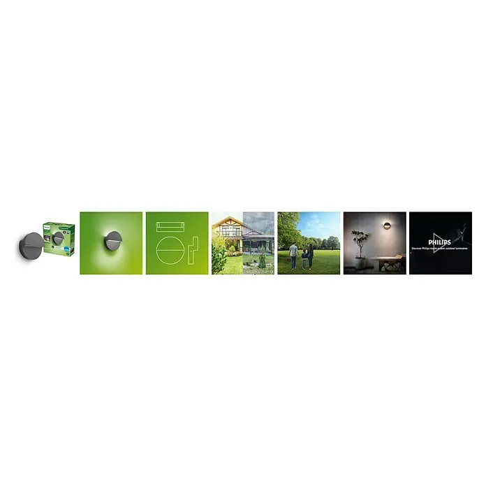 Philips Aplique exterior LED Valor - 4,3 W, 18 x 6 x 18 cm, Antracita, IP44 - Lámpara de pared exterior Philips: Iluminación elegante y moderna para exteriores. Duradera y resistente a la intemperie.