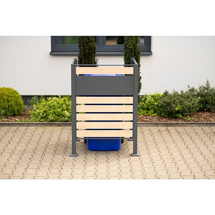 Westmann Mülltonnenbox Verkleidung Planum (90 x 90 x 120 cm, Anthrazit/Holzoptik) | BAUHAUS