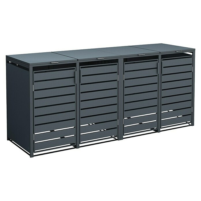 Westmann Mülltonnenbox Kubus (264 x 80 cm, Stahl, Anthrazit, Geeignet für Anzahl Mülltonnen: 4 Stk.) | BAUHAUS