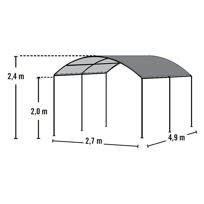 ShelterLogic Carport (Außenmaß inkl. Dachüberstand (B x T): 270 x 490 cm, Einzelcarport, Beige) | BAUHAUS