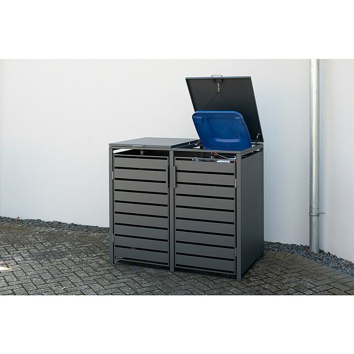 Westmann Mülltonnenbox Kubus (Stahl, Anthrazit, Geeignet für Anzahl Mülltonnen: 2 Stk.) | BAUHAUS