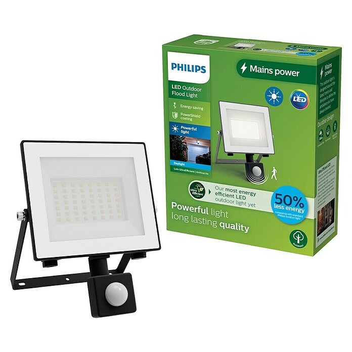 Philips Aplique exterior LED Lois (15 W, 16 x 6 x 19 cm, Negro, Negro, IP65) | BAUHAUS