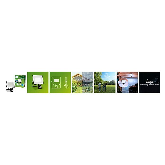 Philips Aplique exterior LED Lois (15 W, 16 x 6 x 19 cm, Negro, Negro, IP65) | BAUHAUS