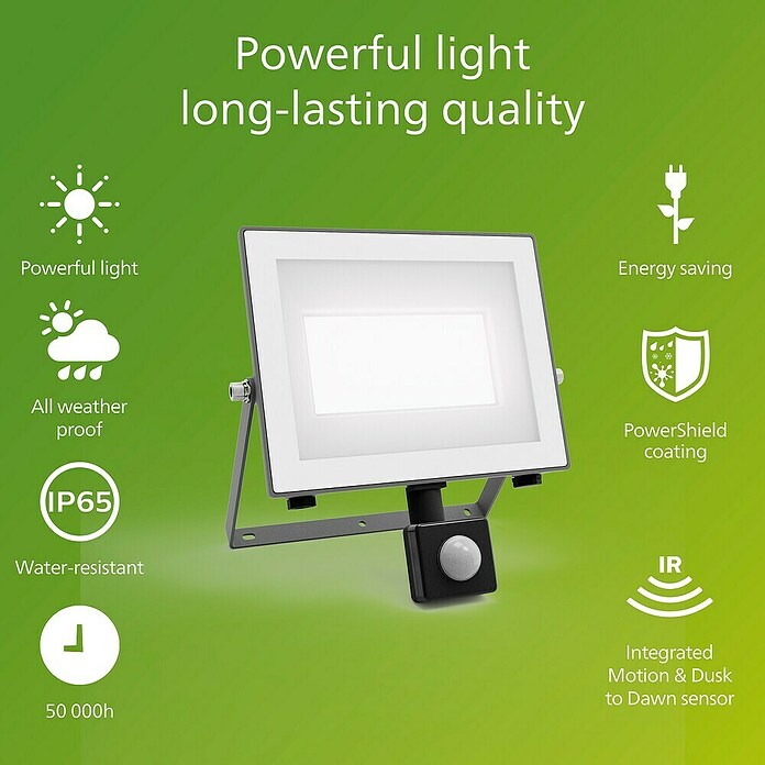 Philips Aplique exterior LED Lois (24 W, 20 x 6 x 21 cm, Antracita, IP65) | BAUHAUS