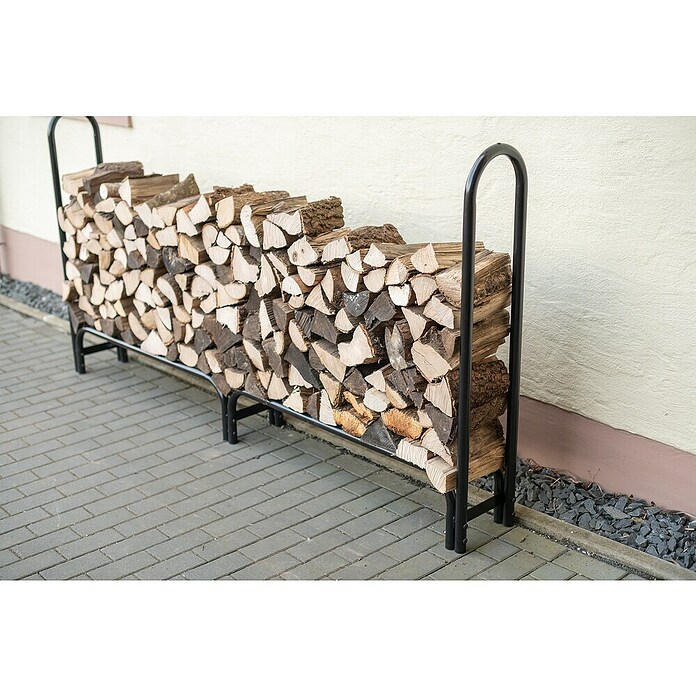ShelterLogic Kaminholzregal (244 x 25 x 118 cm, Stahl, Schwarz) | BAUHAUS