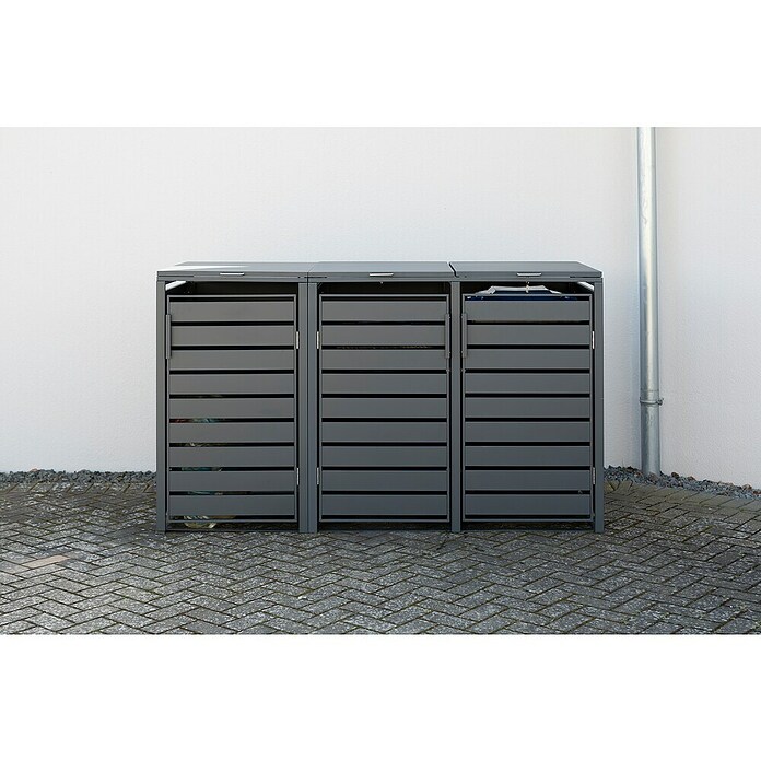 Westmann Mülltonnenbox Kubus (200 x 80 cm, Stahl, Anthrazit, Geeignet für Anzahl Mülltonnen: 3 Stk.) | BAUHAUS