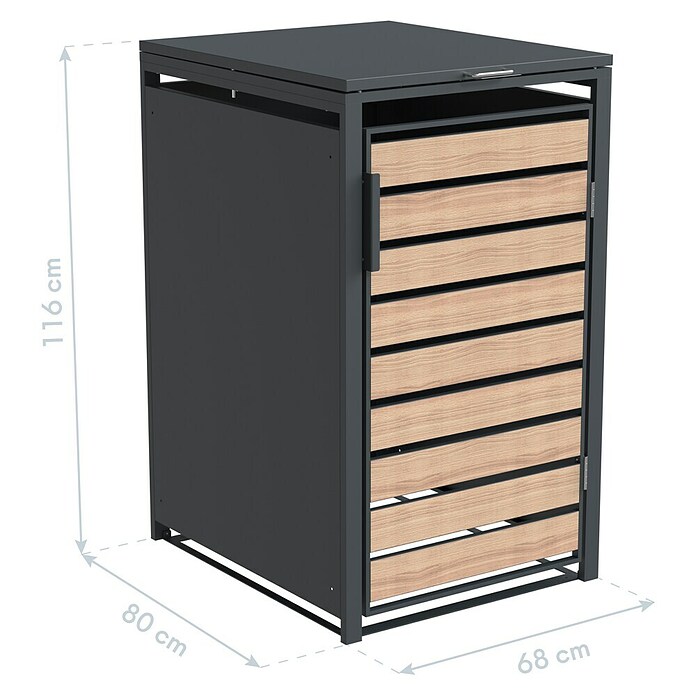 Westmann Mülltonnenbox Lacina (86 x 80 cm, Stahl, Anthrazit/Braun, Geeignet für Anzahl Mülltonnen: 1 Stk.) | BAUHAUS