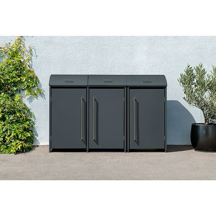 Westmann Mülltonnenbox Moderna (211 x 83 cm, Stahl, Anthrazit, Geeignet für Anzahl Mülltonnen: 3 Stk.) | BAUHAUS