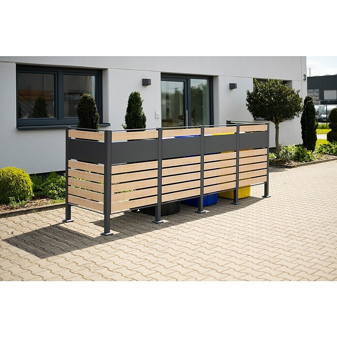 Westmann Mülltonnenbox Verkleidung Planum (90 x 330 x 120 cm, Anthrazit/Holzoptik) | BAUHAUS