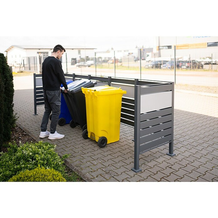 Westmann Mülltonnenbox Verkleidung Planum (90 x 410 x 120 cm, Anthrazit/Grau) | BAUHAUS