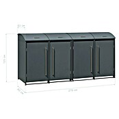 Westmann Mülltonnenbox Moderna (278 x 83 cm, Stahl, Anthrazit, Geeignet für Anzahl Mülltonnen: 4 Stk.) | BAUHAUS