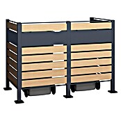 Westmann Mülltonnenbox Verkleidung Planum (90 x 170 x 120 cm, Anthrazit/Holzoptik) | BAUHAUS