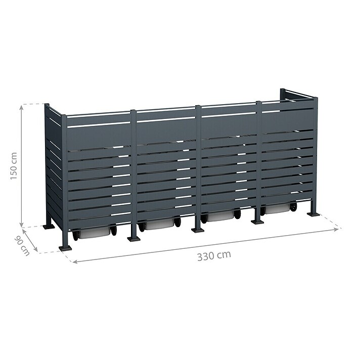 Westmann Mülltonnenbox Verkleidung Planum (90 x 330 x 150 cm, Anthrazit) | BAUHAUS