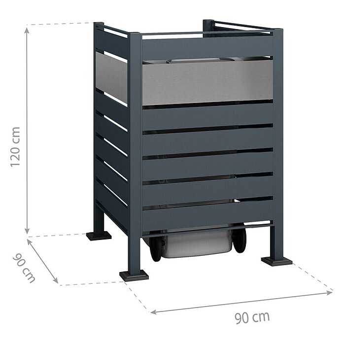 Westmann Mülltonnenbox Verkleidung Planum (90 x 90 x 120 cm, Anthrazit/Grau) | BAUHAUS