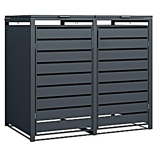 Westmann Mülltonnenbox Kubus (132 x 80 cm, Stahl, Anthrazit, Geeignet für Anzahl Mülltonnen: 2 Stk.)