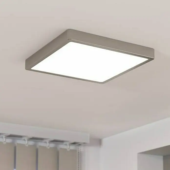 Eglo Fueva 5 LED-Deckenleuchte - 20 W, 28,5 x 28,5 x 2,8 cm, Nickel-matt, Neutralweiß - Quadratische Deckenleuchte in grau mit integriertem LED-Panel für helle und gleichmäßige Ausleuchtung des Raumes. Modernes Design für Innenräume.