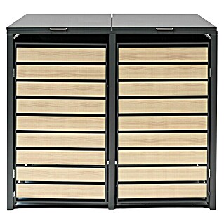 Westmann Mülltonnenbox Lacina (132 x 80 cm, Stahl, Anthrazit/Braun, Geeignet für Anzahl Mülltonnen: 2 Stk.)
