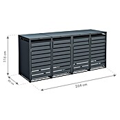 Westmann Mülltonnenbox Kubus (264 x 80 cm, Stahl, Anthrazit, Geeignet für Anzahl Mülltonnen: 4 Stk.) | BAUHAUS