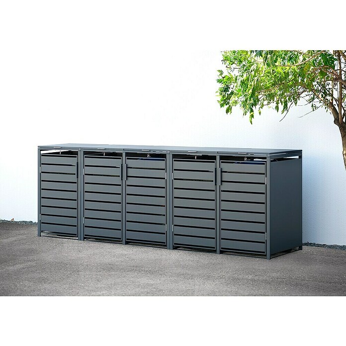 Westmann Mülltonnenbox Kubus (332 x 80 cm, Stahl, Anthrazit, Geeignet für Anzahl Mülltonnen: 5 Stk.) | BAUHAUS