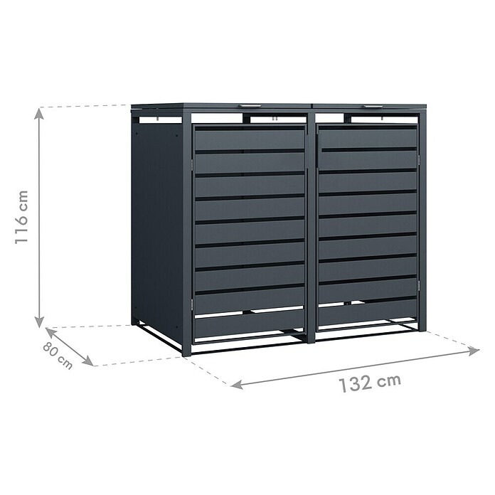 Westmann Mülltonnenbox Kubus (Stahl, Anthrazit, Geeignet für Anzahl Mülltonnen: 2 Stk.) | BAUHAUS