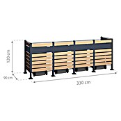 Westmann Mülltonnenbox Verkleidung Planum (90 x 330 x 120 cm, Anthrazit/Holzoptik) | BAUHAUS