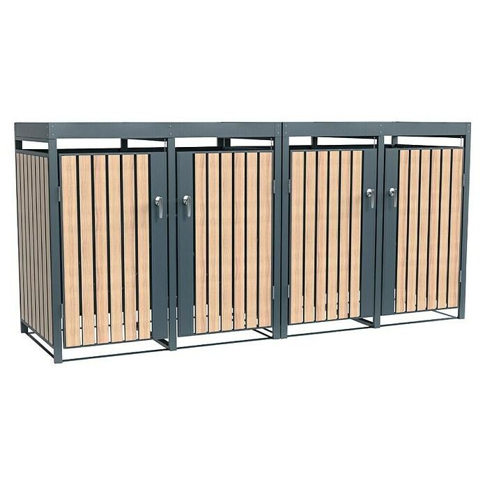 Westmann Mülltonnenbox Planta (264 x 84 cm, Stahl, Anthrazit/Braun, Geeignet für Anzahl Mülltonnen: 4 Stk.) | BAUHAUS