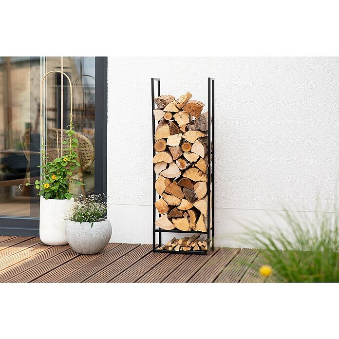 Westmann Kaminholzregal Porthos (40 x 20 x 120 cm, Stahl, Schwarz) | BAUHAUS