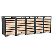Westmann Mülltonnenbox Lacina (332 x 80 cm, Stahl, Anthrazit/Braun, Geeignet für Anzahl Mülltonnen: 5 Stk.) | BAUHAUS