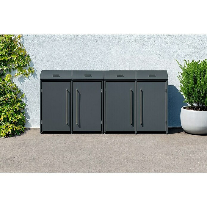 Westmann Mülltonnenbox Moderna (278 x 83 cm, Stahl, Anthrazit, Geeignet für Anzahl Mülltonnen: 4 Stk.) | BAUHAUS