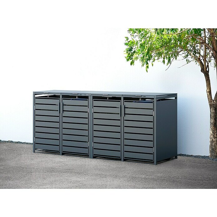 Westmann Mülltonnenbox Kubus (264 x 80 cm, Stahl, Anthrazit, Geeignet für Anzahl Mülltonnen: 4 Stk.) | BAUHAUS