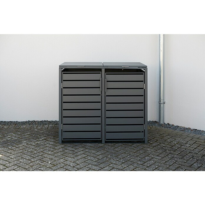 Westmann Mülltonnenbox Kubus (Stahl, Anthrazit, Geeignet für Anzahl Mülltonnen: 2 Stk.) | BAUHAUS