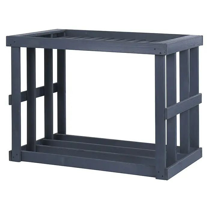 Westmann Kaminholzregal Stephan - 108 x 52 x 74 cm, Holz, Anthrazit - Ein grauer Holzscheitständer bietet eine robuste und ordentliche Aufbewahrungsmöglichkeit für Brennholz im Innen- und Außenbereich.