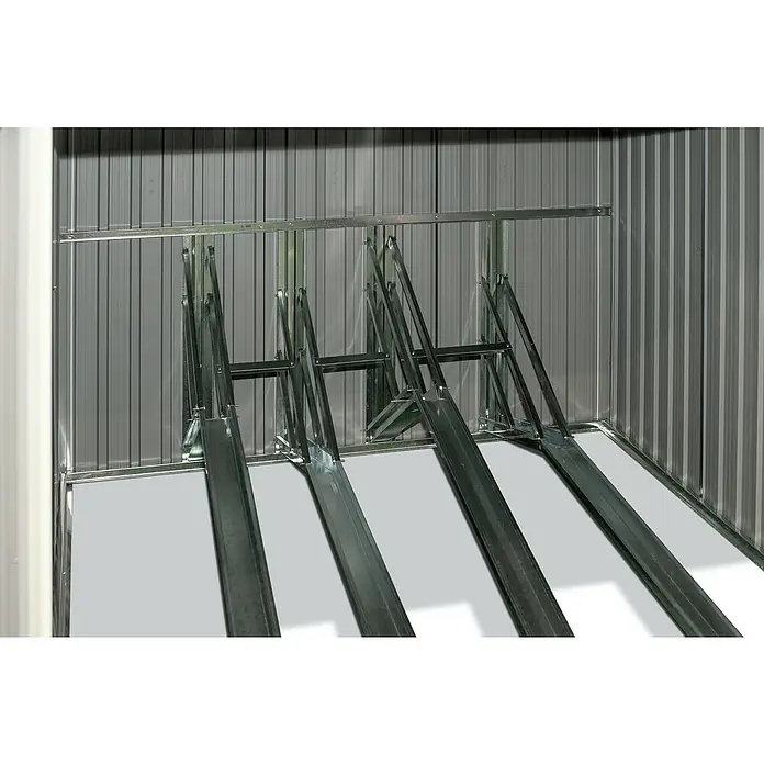 Westmann Fahrradgarage - Anthrazit, Außenmaß inkl. Dachüberstand (B x T): 200 x 202,5 cm - Galvanisierter Fahrradständer aus Metall für mehrere Fahrräder in einem Geräteschuppen.