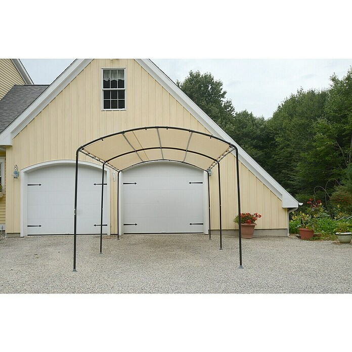 ShelterLogic Carport (Außenmaß inkl. Dachüberstand (B x T): 270 x 490 cm, Einzelcarport, Beige) | BAUHAUS